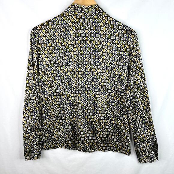 Vintage Express Silk Funky Pattern 100% Silk Button Down Small - Picture 2 of 9